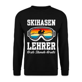 Ski MONITEUR DE SKI LAPIN PREMIÈRE LEÇON GRATUITE - Sweat-shirt Unisexe - noir - Devant - Alina (178cm) & Michal (187cm)