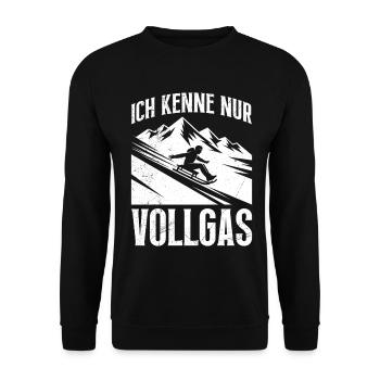 Schlitten Training ICH KENNE NUR VOLLGAS LUSTIG - Unisex Pullover - Schwarz - Vorne - Alina (178cm) & Michal (187cm)