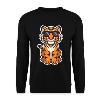 Tiger illustration with sunglasses - Unisex Sweatshirt - black - Front - Alina (178cm) & Michal (187cm)
