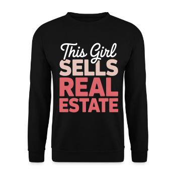 This Girl Sells Real Estate Gradient - Unisex Pullover - Schwarz - Vorne - Alina (178cm) & Michal (187cm)