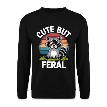 Waschbär mit Regenbogenbrille - Unisex Pullover - Schwarz - Vorne - Alina (178cm) & Michal (187cm)
