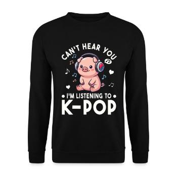 K-Pop Schweinchen – Kawaii Musik Fan Design - Unisex Pullover - Schwarz - Vorne - Alina (178cm) & Michal (187cm)