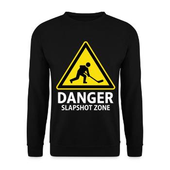 Danger Slapshot Zone Eishockey Warnschild - Unisex Sweatshirt - black - Front - Alina (178cm) & Michal (187cm)