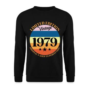 1979 Vintage Geburtstagsgeschenk 79 - Unisex Pullover - Schwarz - Vorne - Alina (178cm) & Michal (187cm)