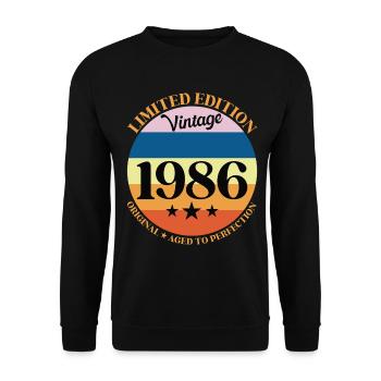 1986 Vintage Birthday Gift 86 Birthday - Unisex Sweatshirt - black - Front - Alina (178cm) & Michal (187cm)