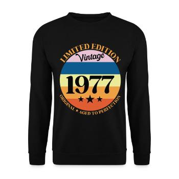 1977 Vintage Birthday Gift 77 - Unisex Sweatshirt - black - Front - Alina (178cm) & Michal (187cm)