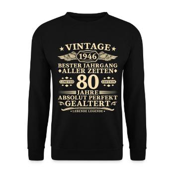 80 Years Perfectly Aged 1946 Vintage - Unisex Sweatshirt - black - Front - Alina (178cm) & Michal (187cm)