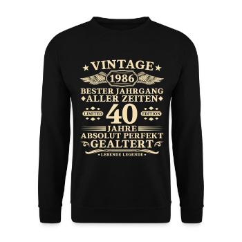 40 ans parfaitement maturé millésime 1986 - Sweat-shirt Unisexe - noir - Devant - Alina (178cm) & Michal (187cm)