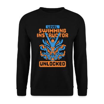 Schwimmlehrer Level Swimming Instructor Unlocked - Unisex Sweatshirt - black - Front - Alina (178cm) & Michal (187cm)