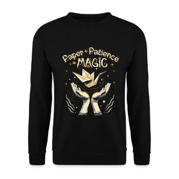 Origami Paper + Patience = Magic - Unisex Sweatshirt - black - Front - Alina (178cm) & Michal (187cm)