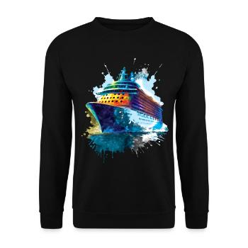Kreuzfahrtschiff-Illustration Ozeanreisen - Unisex Pullover - Schwarz - Vorne - Alina (178cm) & Michal (187cm)