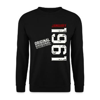 65e anniversaire Original janvier 1961 - Sweat-shirt Unisexe - noir - Devant - Alina (178cm) & Michal (187cm)