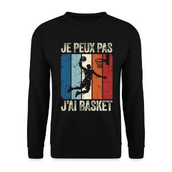 Je peux pas j'ai basket - Sweat-shirt Unisexe - noir - Devant - Alina (178cm) & Michal (187cm)