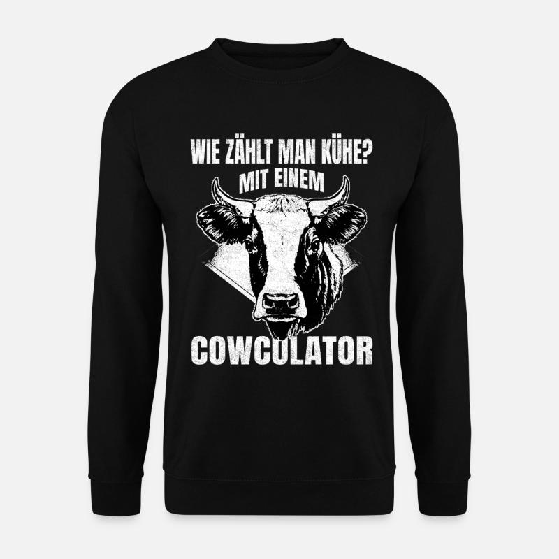 Kuhculator – Witziges Kuhkopf-Design - Unisex Pullover - Schwarz