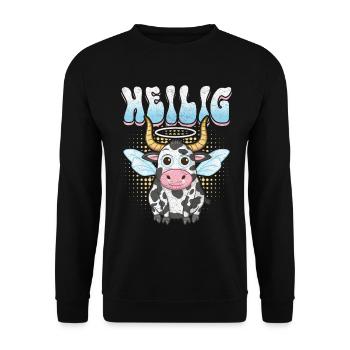 Sacred Cow with Halo and Wings - Unisex Sweatshirt - black - Front - Alina (178cm) & Michal (187cm)