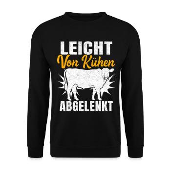 Leicht Von Kühen Abgelenkt - Unisex Pullover - Schwarz - Vorne - Alina (178cm) & Michal (187cm)