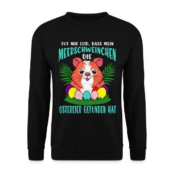 Meerschweinchen Ostereier Parade - Unisex Pullover - Schwarz - Vorne - Alina (178cm) & Michal (187cm)
