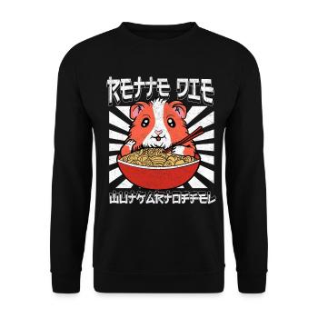 Ramen Hamster Bowl Noodle Delight - Unisex Sweatshirt - black - Front - Alina (178cm) & Michal (187cm)