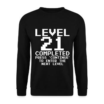 Level 21 Completed Pixel Quest - Unisex Pullover - Schwarz - Vorne - Alina (178cm) & Michal (187cm)
