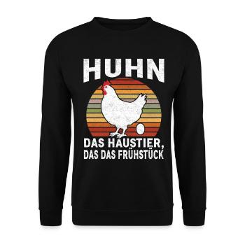 Huhn Frühstück Humor Retro - Unisex Pullover - Schwarz - Vorne - Alina (178cm) & Michal (187cm)