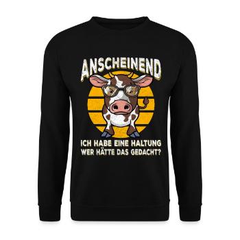 Attitude de vache avec style - Sweat-shirt Unisexe - noir - Devant - Alina (178cm) & Michal (187cm)