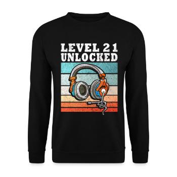 Level 21 Unlocked Headphones - Unisex Sweatshirt - black - Front - Alina (178cm) & Michal (187cm)