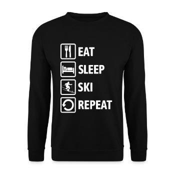 Eat Sleep Ski Repeat - Ski - Ski - Unisex Sweatshirt - black - Front - Alina (178cm) & Michal (187cm)