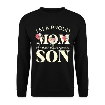 Maman fière, fils formidable avec des fleurs - Sweat-shirt Unisexe - noir - Devant - Alina (178cm) & Michal (187cm)