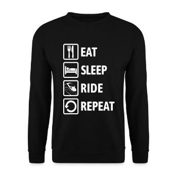 Eat Sleep Ride Repeat - Eisenbahn fahren - Unisex Pullover - Schwarz - Vorne - Alina (178cm) & Michal (187cm)