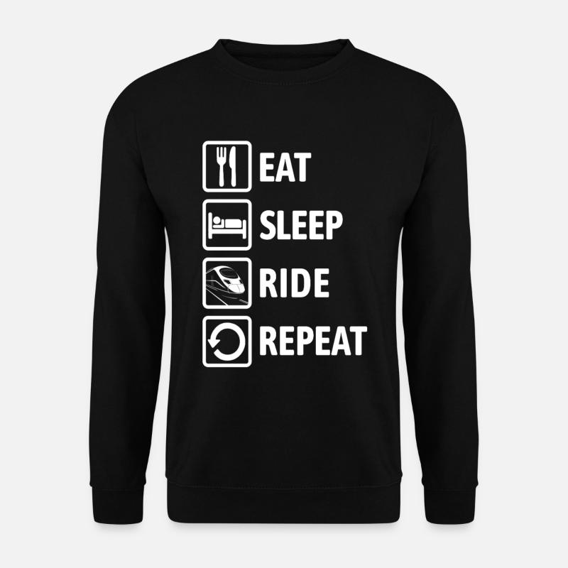 Eat Sleep Ride Repeat - Eisenbahn fahren - Unisex Pullover - Schwarz