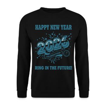 Happy New Year 2026 Celebration Ring Future - Unisex Sweatshirt - black - Front - Alina (178cm) & Michal (187cm)