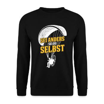 Gleitschirm SEI ANDERS SEI DU SELBST Lustiges - Unisex Pullover - Schwarz - Vorne - Alina (178cm) & Michal (187cm)