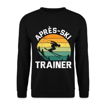 Skifahrer Lustig APRES-SKI TRAINER LUSTIG - Unisex Pullover - Schwarz - Vorne - Alina (178cm) & Michal (187cm)