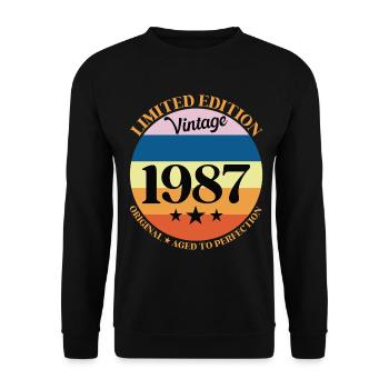 1987 Vintage Birthday Gift 87 - Unisex Sweatshirt - black - Front - Alina (178cm) & Michal (187cm)