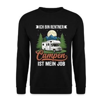 Rentner-Job: Campen! – Humorvolles Camper Design - Unisex Pullover - Schwarz - Vorne - Alina (178cm) & Michal (187cm)