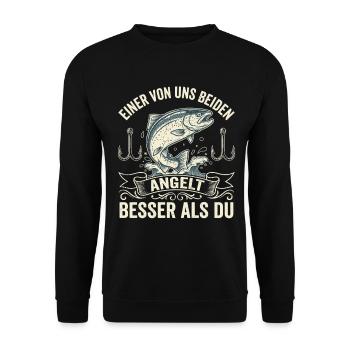 Meilleur mot de pêcheur – Chemise de pêche drôle - Sweat-shirt Unisexe - noir - Devant - Alina (178cm) & Michal (187cm)