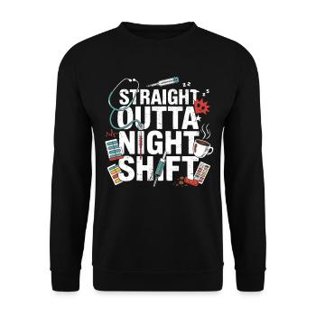 Night Shift Heroes Motif - Unisex Sweatshirt - black - Front - Alina (178cm) & Michal (187cm)