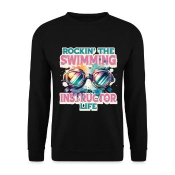 Schwimmlehrer Rockin' The Swimming Instructor Life - Unisex Sweatshirt - black - Front - Alina (178cm) & Michal (187cm)