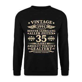 35 Years Perfectly Aged 1991 Vintage - Unisex Sweatshirt - black - Front - Alina (178cm) & Michal (187cm)