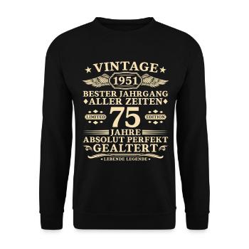 75 Years Perfectly Aged 1951 Vintage - Unisex Sweatshirt - black - Front - Alina (178cm) & Michal (187cm)