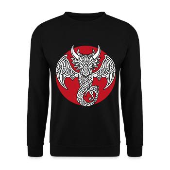 White Celtic Dragon on Red - Unisex Sweatshirt - black - Front - Alina (178cm) & Michal (187cm)