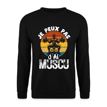 Ich kann nicht, ich habe Krafttraining – Bodybuilding - Unisex Pullover - Schwarz - Vorne - Alina (178cm) & Michal (187cm)