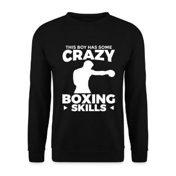 Junge mit verrückten Boxfähigkeiten - Unisex Pullover - Schwarz - Vorne - Alina (178cm) & Michal (187cm)