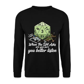 Are you sure? – Fun role-playing game GM Design - Unisex Sweatshirt - black - Front - Alina (178cm) & Michal (187cm)