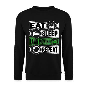 Eat Sleep Lawn Mowing Repeat - Unisex Sweatshirt - black - Front - Alina (178cm) & Michal (187cm)