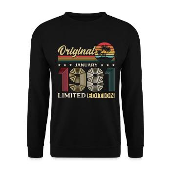 45th Birthday Original January 1981 - Unisex Sweatshirt - black - Front - Alina (178cm) & Michal (187cm)