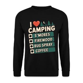 Ich liebe Camping Smores Brennholz-Insektenspray Kaffee - Unisex Pullover - Schwarz - Vorne - Alina (178cm) & Michal (187cm)