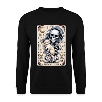 Die Katzenliebhaber-Tarotkarte - Unisex Pullover - Schwarz - Vorne - Alina (178cm) & Michal (187cm)