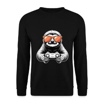 Gamer Sloth - Unisex Sweatshirt - black - Front - Alina (178cm) & Michal (187cm)