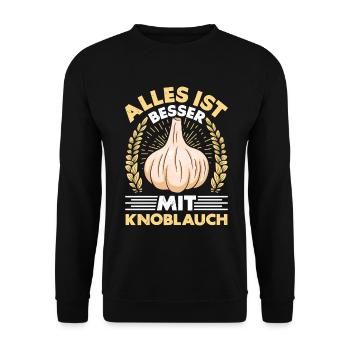 TOUT EST MIEUX AVEC DE L’AIL - Sweat-shirt Unisexe - noir - Devant - Alina (178cm) & Michal (187cm)